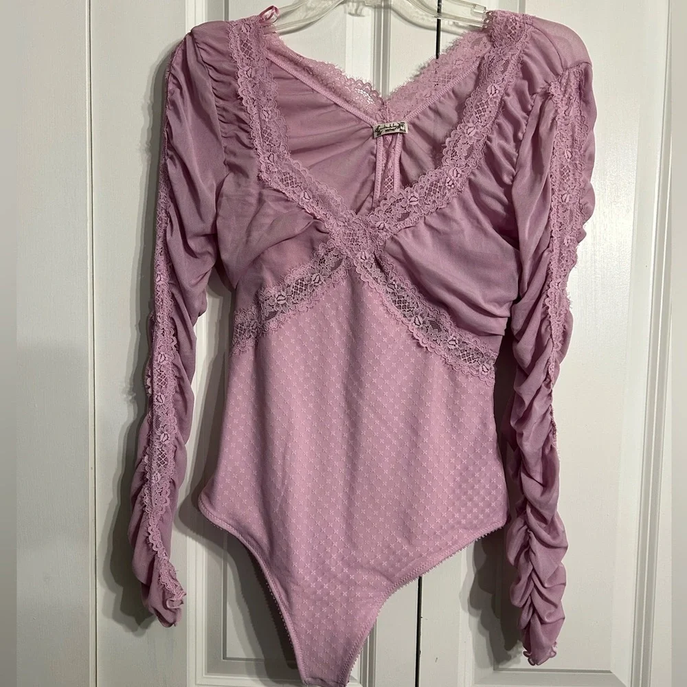 Intimately Free People  Women's Forever Young Bodysuit Plum Blossom Size S